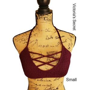 VS PINK Swimwear Strappy Bikini Top Criss Cross Sexy Front Bathing Suit Top Smal